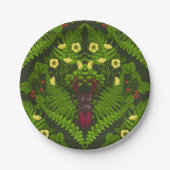 Varens en halskevers, groene bladeren papieren bordje (Voorkant)