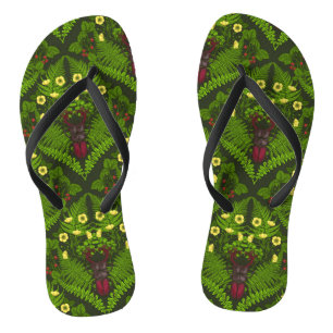 Varens en halskevers, groene bladeren teenslippers