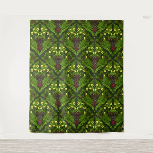 Varens en halskevers, groene bladeren wandkleed (Voorkant)