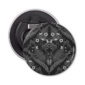 Varens en halskevers, in zwart-wit button flesopener (Voorkant)