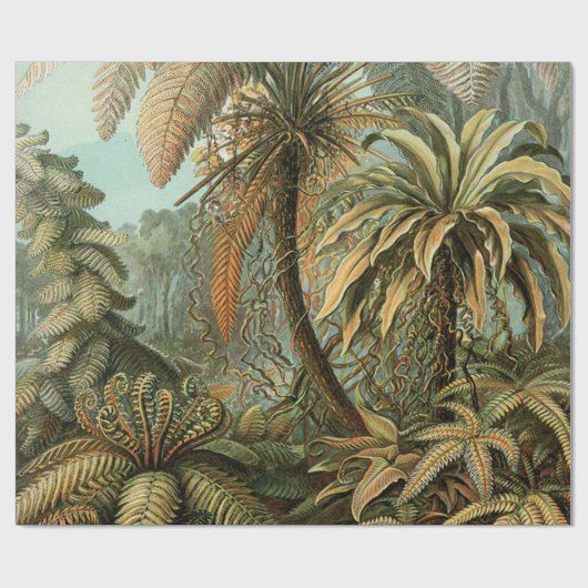 Varens Palmboom Antiek Botanische Varens Kunst Cadeaupapier (Vlak)