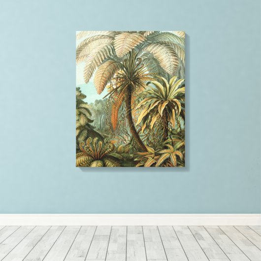 Varens Palmboom Antiek Botanische Varens Kunst Canvas Afdruk (Insitu (Houten vloer))