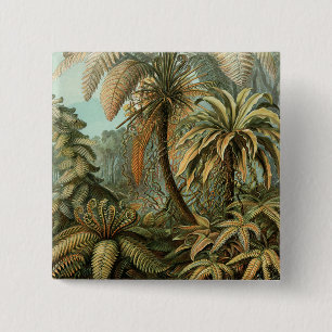 Varens Palmboom Antiek Botanische Varens Kunst Vierkante Button 5,1 Cm