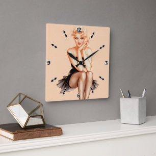 Varga Meisje Hoesje Kunst door Alberto Vargas Vierkante Klok