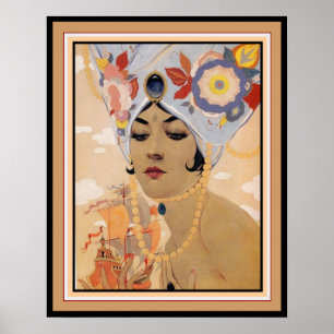 Vargas Art Déco "Girl in Turban" 16 x 20