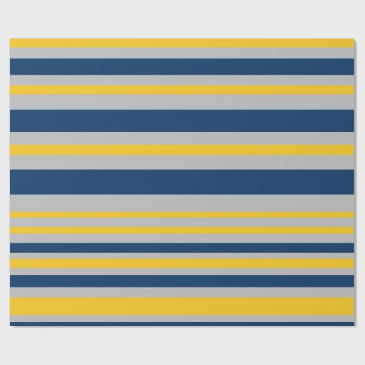 Variabele strepe Pattern Navy Blue Grey Yellow Cadeaupapier (Vlak)