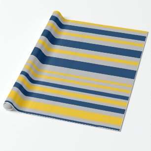 Variabele strepe Pattern Navy Blue Grey Yellow Cadeaupapier