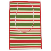 Variabele Stripe-kerstpatronen rode groene crème Medium Cadeauzakje (Voorkant)