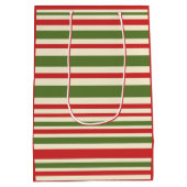 Variabele Stripe-kerstpatronen rode groene crème Medium Cadeauzakje (Achterkant)