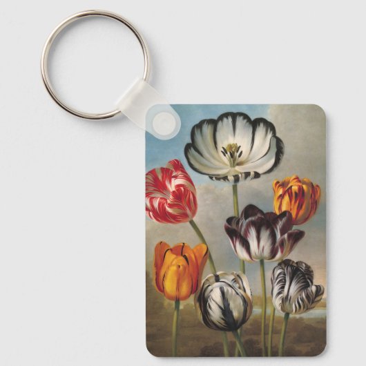 variabele Tulip Flowers in een landschap Sleutelhanger (Voorkant)