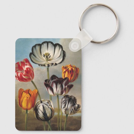 variabele Tulip Flowers in een landschap Sleutelhanger (Achterkant)
