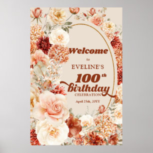 Variegated herfst bloemen 100e verjaardag Welkom Poster