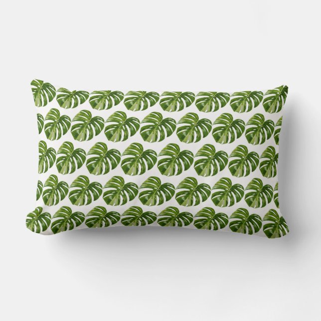Variegated Monstera Albo Leaf Pillow Decor Kussen (Voorkant)