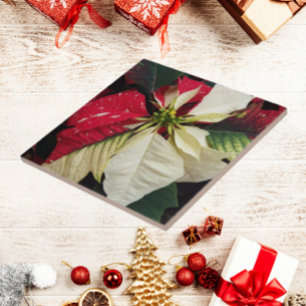 Variegated Poinsettia Floral Holiday Tegeltje