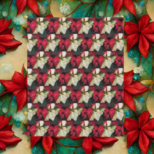 Variegated Poinsettia Pattern Holiday Fleece Deken