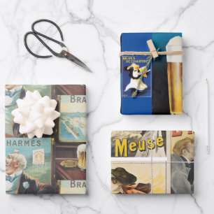 Variëteit Verpakking van drie (3) design van Inpakpapier Vel