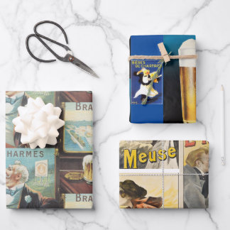 Variëteit Verpakking van drie (3) design van Inpakpapier Vel