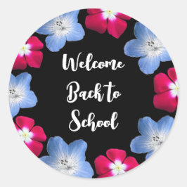 variëteit zwarte kleur en bloemen ronde sticker