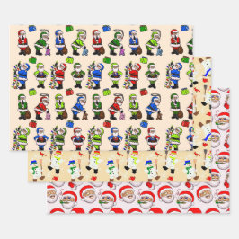 Variety 3 bladen Kerstmis inpakpapier Vel