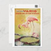 Varig Poster vintage pour le Brésil Carte postale (Devant / Derrière)