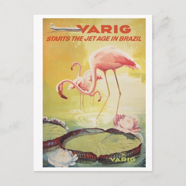 Varig Poster vintage pour le Brésil Carte postale (Devant)