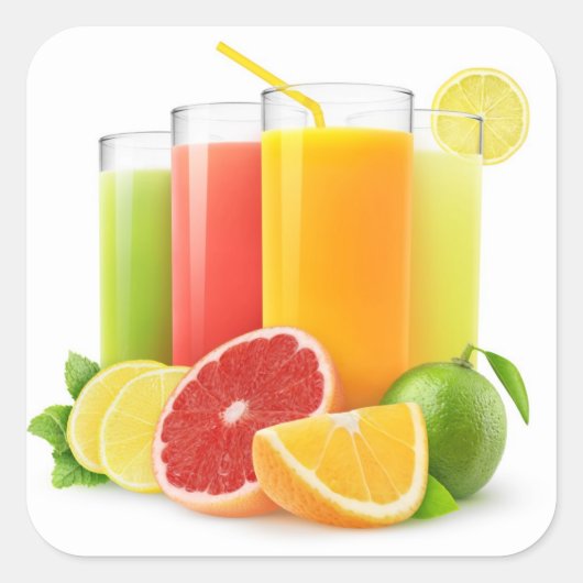 Various citrus juices vierkante sticker (Voorkant)