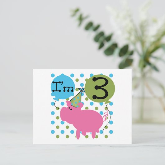 Varken 3e verjaardag Tshirts en geschenken Briefkaart (Staand voorkant)