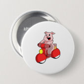 Varken als Biker met Scooter Ronde Button 7,6 Cm (Voorkant /achterkant)