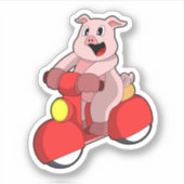 Varken als Biker met Scooter Sticker (Voorkant)