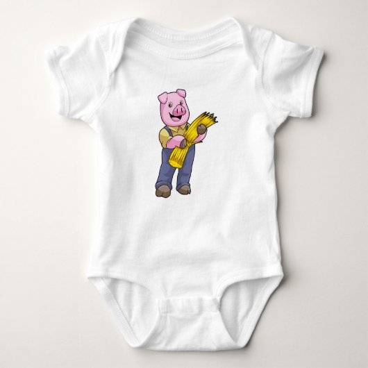Varken als boer met stro romper (Voorkant)