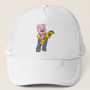 Varken als boer met stro trucker pet
