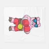 Varken als Boxer met Boxing-handschoenen Fleece Deken (Voorkant (Horizontaal))