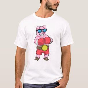 Varken als Boxer met Boxing-handschoenen T-shirt