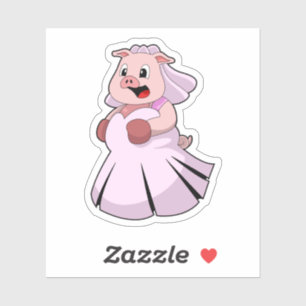 Varken als Bride met een bruiloft-jurk.PNG Sticker