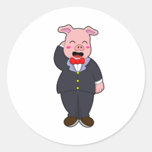 Varken als Bruidegom met Pak & Das Ronde Sticker