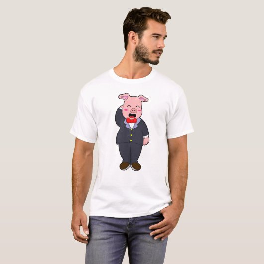 Varken als bruidegom met pak en stropdas t-shirt (Voorkant volledig)
