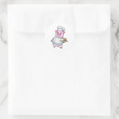 Varken als Chef met snoer en rok Ronde Sticker (Tas)