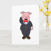 Varken als Groom met Suit & Stropdas Kaart (Gele Bloem)