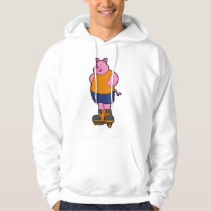 Varken als Skater met gealigneerde schaatsen Hoodie