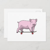 Varken als skater met skateboard briefkaart (Voorkant / Achterkant)