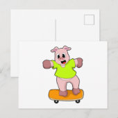 Varken als skater op skateboard briefkaart (Voorkant / Achterkant)