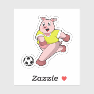 Varken als voetballer met voetbal sticker