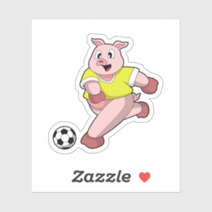 Varken als Voetbalspeler met Voetbal Sticker