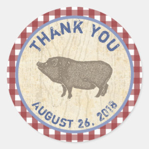 Varken Bedankt Favor Sticker voor Varkens BBQ