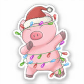 Varken Beer dab dabbin favoriete kerstverlichting Sticker (Voorkant)