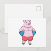 Varken bij boksen met boks handschoenen briefkaart (Voorkant / Achterkant)