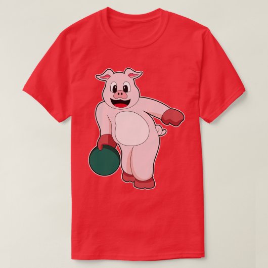 Varken bij Bowling met Bowling bal 3 T-shirt (Design voorkant)