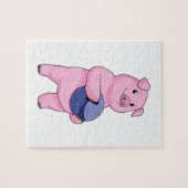 Varken bij Bowling met Bowling-bal Legpuzzel (Horizontaal)