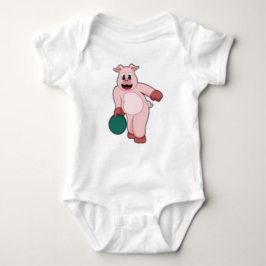 Varken bij Bowling met Bowling-bal Romper (Voorkant)