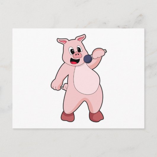 Varken bij het zingen met microfoon briefkaart (Voorkant)